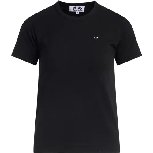 Schwarzes T-Shirt mit Herz für Damen , Damen, Größe: M - Comme des Garçons Play - Modalova