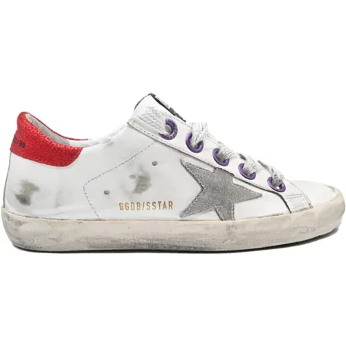 Superstar Grey Star Red Sneakers , female, Sizes: 6 UK - Golden Goose - Modalova