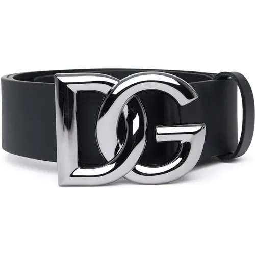 Cintura DG IN Pelle Nera , male, Sizes: 105 CM - Dolce & Gabbana - Modalova