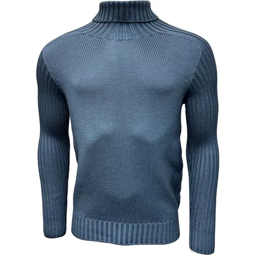 Rainwool Turtleneck Sweater, denim , male, Sizes: L, 2XL, 3XL, M - Gran Sasso - Modalova