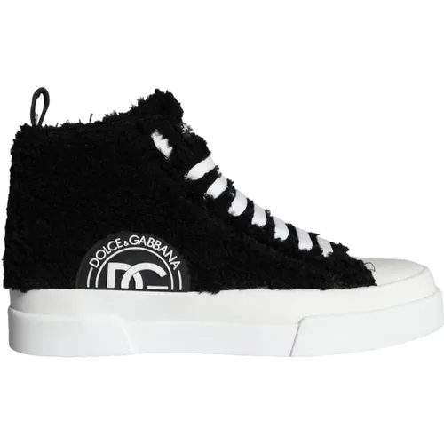 High Top Sneaker Shoes Schwarz Wei , male, Sizes: 10 UK - Dolce & Gabbana - Modalova