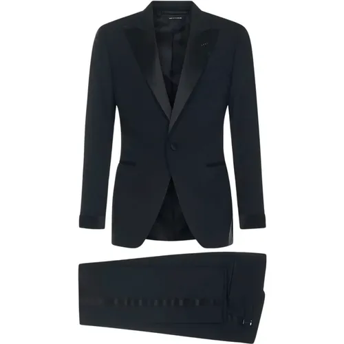 Single Breasted Suit with Silk Satin Insert , male, Sizes: XL - Tom Ford - Modalova