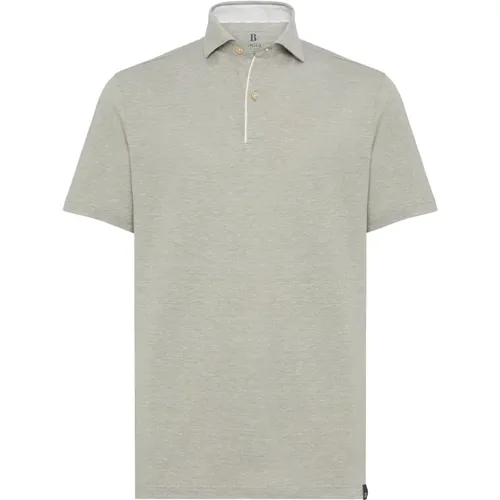 Baumwoll/Leinen Piqué Polo Shirt , Herren, Größe: S - Boggi Milano - Modalova