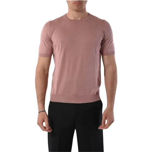 Silk T-shirt with crew neck , male, Sizes: 2XL, M, L - Tagliatore - Modalova