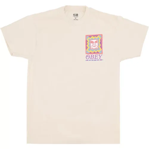 Throwback Classic Tee Cream T-Shirt - Obey - Modalova