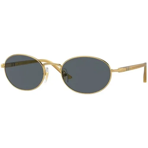 Blue Lens Gold Frame Sunglasses , male, Sizes: 55 MM - Persol - Modalova