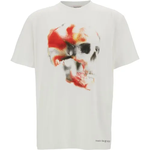 Skull Print T-shirt in , male, Sizes: XL - alexander mcqueen - Modalova