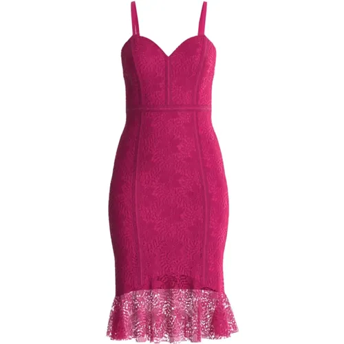 Fuchsia Macramè Midi Dress , female, Sizes: M, XL - Guess - Modalova