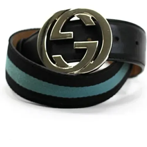 Pre-owned Navy Leather Belt , female, Sizes: ONE SIZE - Gucci Vintage - Modalova