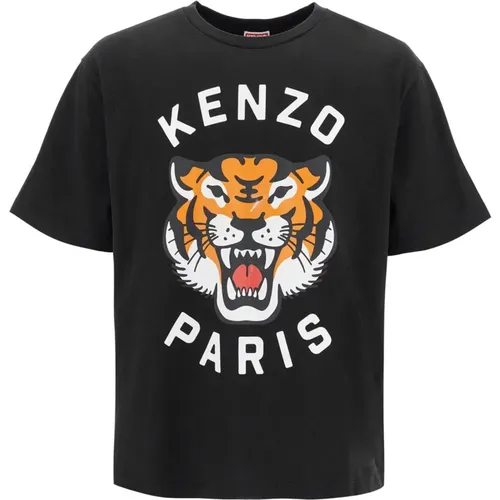 Lucky Tiger Logo Print Oversized T-Shirt , Herren, Größe: XL - Kenzo - Modalova