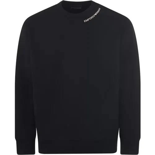 Schwarzer Herren-Sweatshirt mit Frontlogo-Buchstaben - Emporio Armani - Modalova