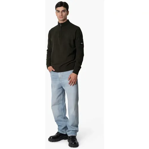 Grüner Combat Strick-Halbzip-Pullover , Herren, Größe: XL - Quotrell - Modalova