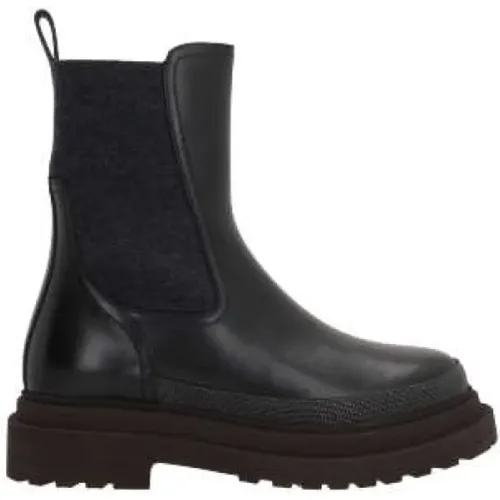Leather Elastic Side Boots , female, Sizes: 5 UK, 2 UK, 4 UK, 4 1/2 UK, 3 UK, 7 UK, 6 UK, 5 1/2 UK - BRUNELLO CUCINELLI - Modalova