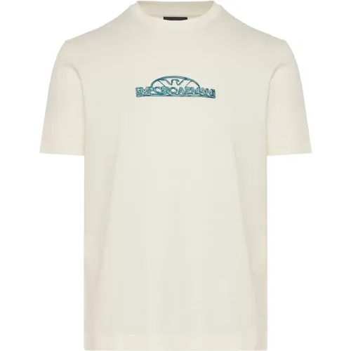 Baumwoll T-shirt mit 3D Design , Herren, Größe: 2XL - Emporio Armani - Modalova