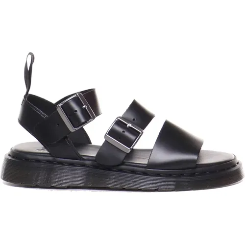 Schwarze flache Ledersandalen für Männer , Herren, Größe: 41 EU - Dr. Martens - Modalova