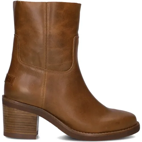 Cognac Leder Stiefeletten , Damen, Größe: 37 EU - Shabbies - Modalova