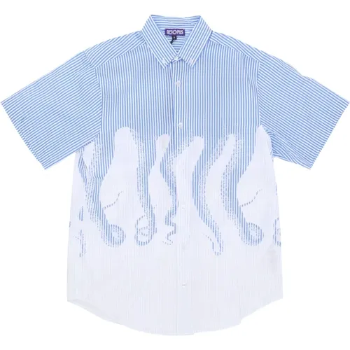 Striped Short Sleeve Shirt Light , male, Sizes: XL - Octopus - Modalova