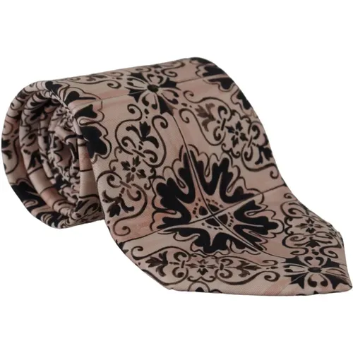 Elegant Silk Brown Tie , male, Sizes: ONE SIZE - Dolce & Gabbana - Modalova