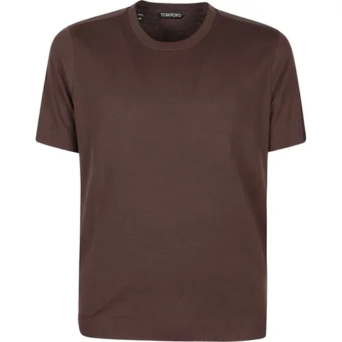 Braunes T-Shirt mit Eingearbeiteten Rippen für Männer , Herren, Größe: 2XL - Tom Ford - Modalova