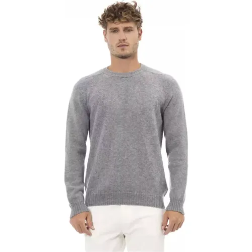 Crewneck Sweater in Grau , Herren, Größe: M - Alpha Studio - Modalova