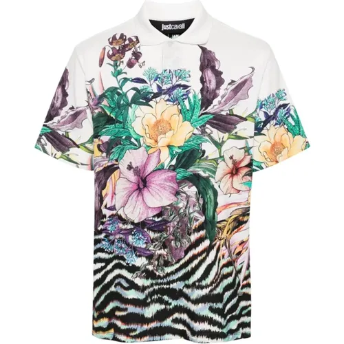 Polo-Shirt mit Blumen- und Tierdruck - Just Cavalli - Modalova