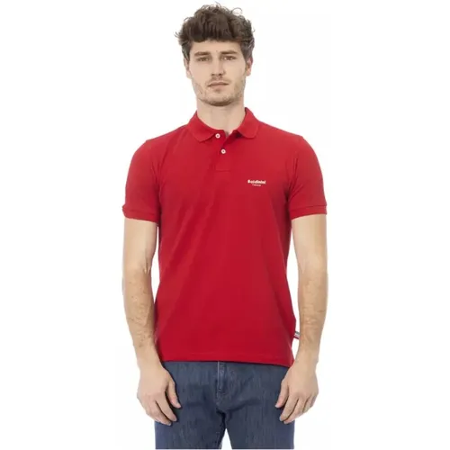 Rotes Baumwoll-Polo mit Eleganter Stickerei , Herren, Größe: 4XL - Baldinini - Modalova