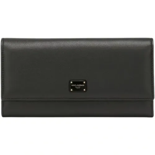 Continental Leather Wallet with Logo Plaque , female, Sizes: ONE SIZE - Dolce & Gabbana - Modalova