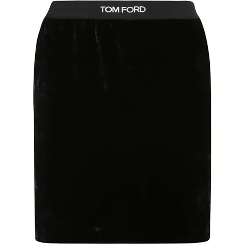Schwarzer Samt Logo Taillenband Minirock - Tom Ford - Modalova