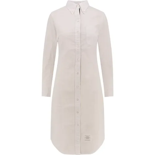 Cotton Dress with Pointed Collar , female, Sizes: S, XS, 2XS - Thom Browne - Modalova