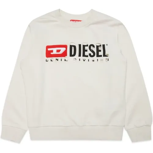 Crew-neck branded sweatshirt mit breaks - Diesel - Modalova