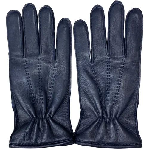 Handgemachte Herren Lederhandschuhe Blau , Herren, Größe: 9 IN - Restelli Guanti - Modalova