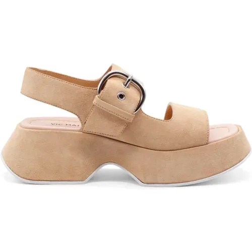 Mini-Yoko-Sandale mit Bändern aus weicher Kalbskruste Bastfarbe , Damen, Größe: 37 EU - Vic Matié - Modalova