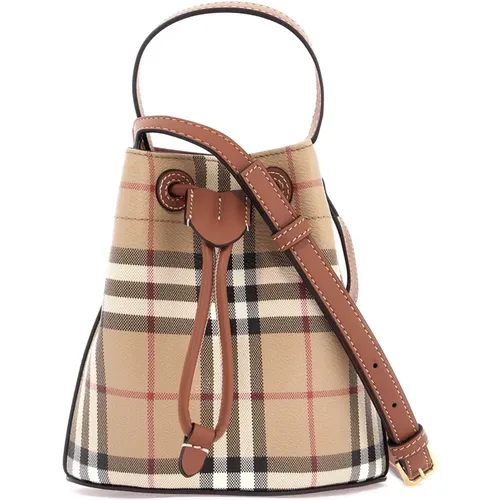 Checkered Mini Bucket Bag , female, Sizes: ONE SIZE - Burberry - Modalova