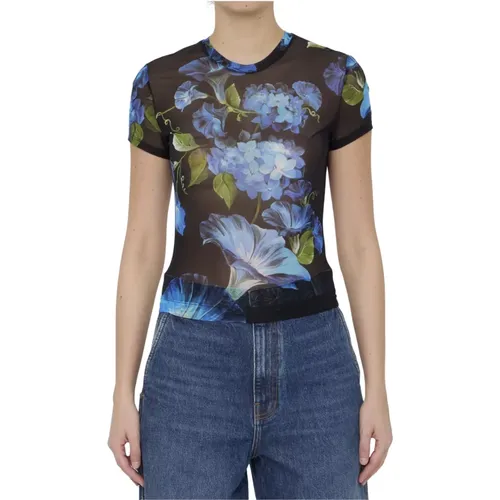 Fiore Campanule Print T-Shirt , female, Sizes: S, XS - Dolce & Gabbana - Modalova