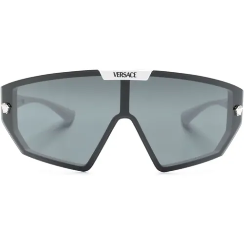 Weiße Sonnenbrille mit Original-Etui , unisex, Größe: 47 MM - Versace - Modalova