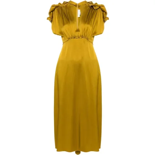 Golden Long Dress , female, Sizes: XS, S - Victoria Beckham - Modalova