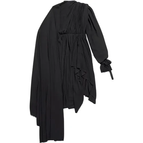 Schwarzes Drapiertes Asymmetrisches Kleid - Balenciaga - Modalova