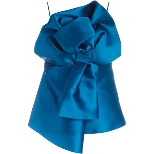 Teal Silk Blend Maxi Bow Top , Damen, Größe: S - alberta ferretti - Modalova