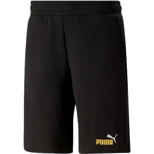 Schwarze ESS 2 Farben Logo Shorts - Puma - Modalova