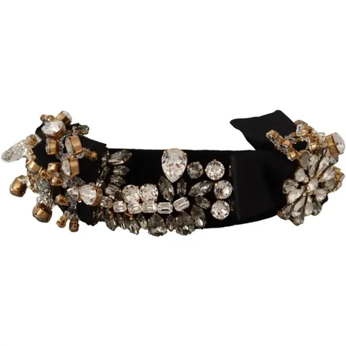 Kristallverziertes Diadem - Gold Schwarz - Dolce & Gabbana - Modalova