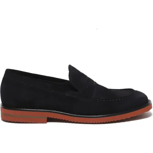 Blaue Wildleder Loafer Schuhe , Herren, Größe: 43 EU - HUNDRED100 - Modalova