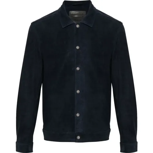 Suede shirt jacket , male, Sizes: 2XL, L, XL - Giorgio Brato - Modalova