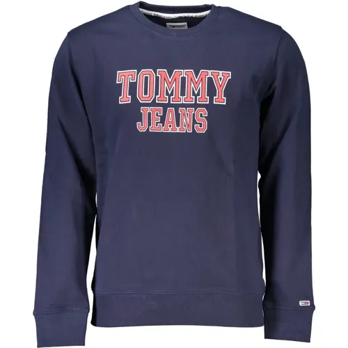 Blauer Sweatshirt mit Druck , Herren, Größe: XL - Tommy Hilfiger - Modalova