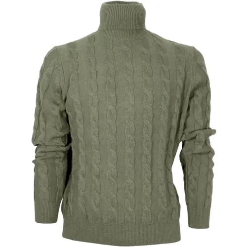 Slim Fit Kaschmir und Wolle Herren Rollkragenpullover in Grün , Herren, Größe: 3XL - CASHMERE COMPANY - Modalova