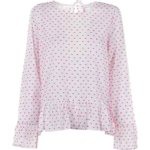 White Long Sleeve Polka Dot Blouse , female, Sizes: M, S, L - Sun68 - Modalova