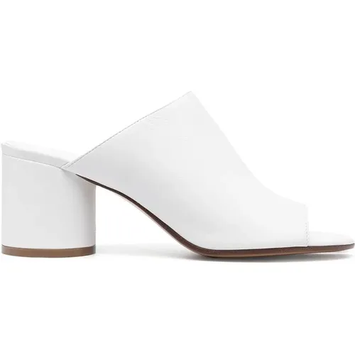 Elevate Your Evening Look with Leather Peep-Toe Low Heel Mules , female, Sizes: 4 UK - Maison Margiela - Modalova