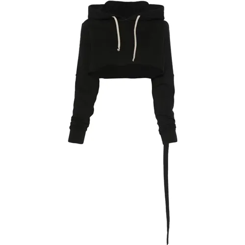 Schwarzer Gekürzter Kapuzenpullover , Damen, Größe: M - Rick Owens - Modalova