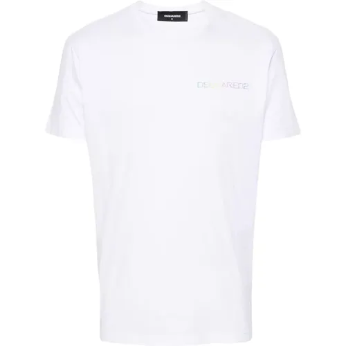 Weiße Baumwoll-Jersey-Logo-Print-Tee , Herren, Größe: 2XL - Dsquared2 - Modalova