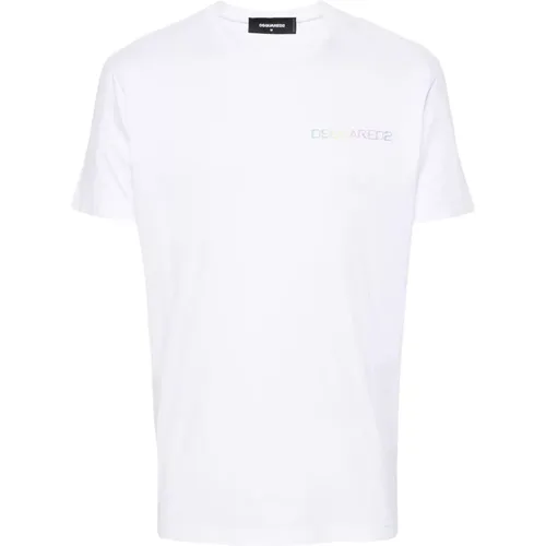 Weiße Baumwoll-Jersey-Logo-Print-Tee - Dsquared2 - Modalova