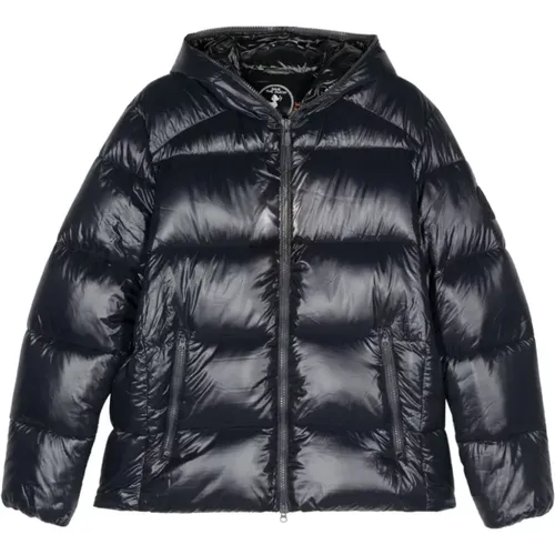 Blaue Steppjacke mit Glänzendem Finish - Save The Duck - Modalova